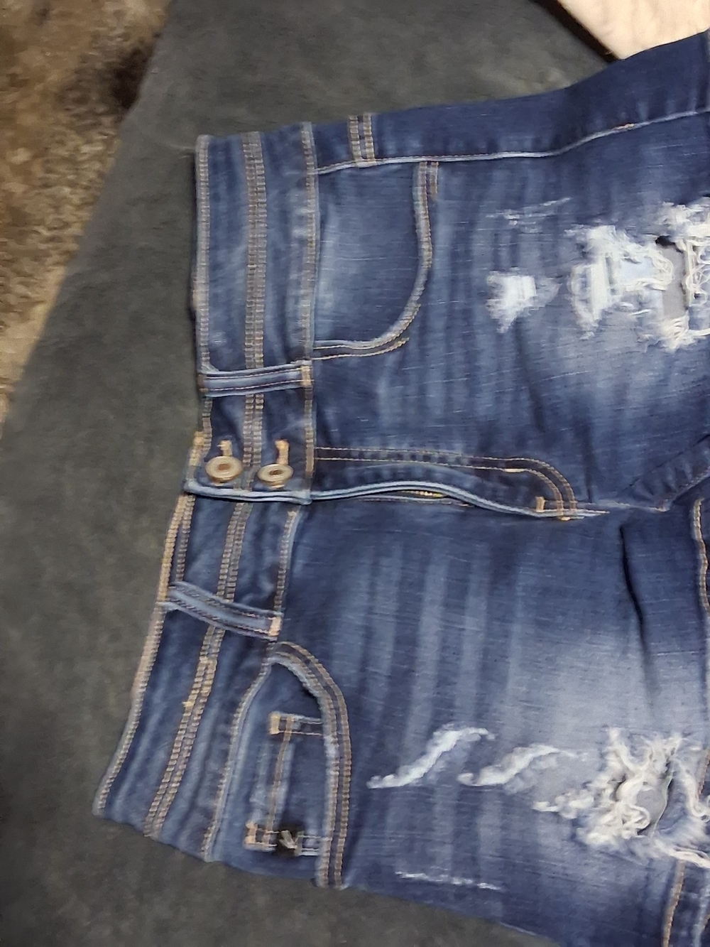 KanCan Dark Blue Distressed Jean Shorts